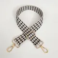 Detail of adjustable wide shoulder strap featuring black and white houndstooth jacquard weaving - Silver Hook / Small Black and White-Silver Hook (16)