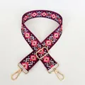 Close-up of ethnic geometric pattern strap with high-gloss gold rotating metal hooks - Ethnic Geometric A65 (Gold Hook)