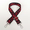 Adjustable black bag strap featuring red flame pattern with silver metal lobster clasps - Red Flame Pattern (A59) + Silver Hook