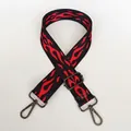 Adjustable black strap with red flame pattern and swivel hooks for shoulder bags - Red Flame Pattern (A59) + Gunmetal Hook