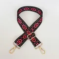 Close-up of bohemian mandala print wide shoulder strap with gold metal lobster clasps - Ethnic Mandala A67 (Gold Hook)