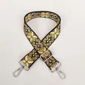 Close-up of ethnic geometric print bag strap with silver metal swivel hooks - Exotic Geometric A69 (Silver Hook)