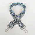 Detail of bohemian ethnic style wide bag strap with silver metal hooks and buckle - Vintage Bohemian Pattern (A62) + Silver Hook