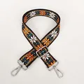 Ethnic style embroidered bag strap with orange daisy pattern and silver lobster hooks - Dark Green Daisy A71 (Silver Hook)