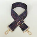 Detailed macro of vintage Paisley canvas strap with golden swivel spring hooks - No. 2 (No. 2 + Silver Hook)
