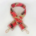 Detailed view of adjustable wide nylon shoulder strap with camouflage pattern and gold buckles - Red Brown Camo Jacquard (No. 5 + Gold Hook)