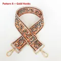 Close-up of ethnic jacquard bag strap with gold metal hooks and adjustable buckle - No. 8 (No. 8 + Silver Hook)