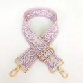 Détail de la bandoulière en toile paisley rose et violette avec boucles dorées - N° 10 (N° 10 + Crochet Argenté)