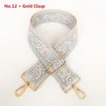 Detail of 5cm canvas paisley bag strap with adjustable gold buckle and metal hooks - No. 12 (No. 12 + Silver Hook)