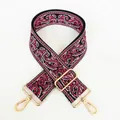 Detail of No. 16 woven strap with pink paisley pattern and golden metal swivel hooks - No. 16 (No. 16 + Silver Hook)