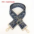 Detail of vintage paisley embroidered canvas bag strap with golden lobster clasps - No. 19 (No. 19 + Silver Hook)