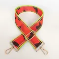 Detail of adjustable nylon camo strap with gold hardware and green trim for shoulder bags - Orange Brown Green Edge (No. 18 + Gold Hook)