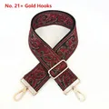 Close-up of No. 21 ethnic paisley canvas strap with gold metal hooks and adjustable buckle - No. 21 (No. 21 + Silver Hook)