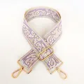 Detail of purple paisley 5cm wide canvas bag strap with golden metal swivel hooks - No. 22 (No. 22 + Silver Hook)