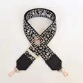 Bandoulière réglable brodée de fleurs avec extrémités en cuir noir et crochets dorés - Motif 5 (Cuir Noir / Crochet Doré)