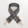 Detail of 5cm wide paisley canvas bag strap with golden snap hooks and adjusters - No. 23 (No. 23 + Silver Hook)