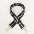 Tracolla regolabile in nylon jacquard con motivo a frecce bianco e nero e ganci dorati - Nero + Gancio Dorato