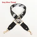 Adjustable camouflage bag strap with grey silver threads and gold metal buckles - Grey & Silver Thread