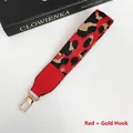 Cinturino da polso leopardato rosso per telefono con ganci dorati in metallo - Rosso + Gancio Dorato