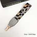 Detailed leopard print braided phone strap with grey leather trim and gold hook - Grey + Gold Hook