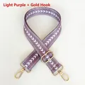 Adjustable light purple jacquard shoulder strap with white chevron patterns and gold hooks - Light Purple + Gold Hook