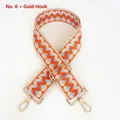 Detail of adjustable ethnic style bag strap with orange blue waves and gold metal hooks - Style No. 6 (Gold Hook)