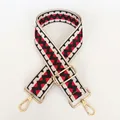 Adjustable wide replacement bag strap with red and black geometric zigzag patterns - Style No. 9 (Gold Hook)