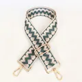 Close-up of zigzag geometric jacquard pattern webbing strap with golden metal swivel hooks - Style No. 10 (Gold Hook)