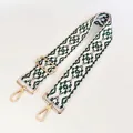 Detailed view of adjustable ethnic jacquard bag strap with gold lobster clasps - US 5 / Silver Hook