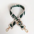 Detail of green zebra pattern embroidered canvas bag strap with gold metal buckle - Leopard Style 3 with Gold Hook