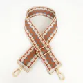 Ethnic style wide replacement shoulder strap with orange and grey geometric weave and gold hooks - Style No. 12 (Gold Hook)