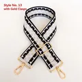 Close-up of geometric zigzag weave strap with gold metal buckles and lobster clasps - Style No. 13 (Gold Hook)
