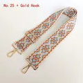 Adjustable wide canvas shoulder strap with blue and caramel diamond geometric patterns - No. 25