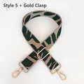 Adjustable wide replacement shoulder strap with green leopard print and gold metal hooks - No.5 + Gold Hook