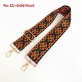 Detail of No.11 ethnic orange geometric woven bag strap with golden swivel hooks - US 11