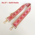 Close-up of ethnic jacquard bag strap with geometric patterns and gold metal hooks - Style 27