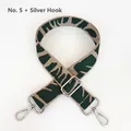 Detail of adjustable wide woven bag strap in green and beige with silver lobster clasps - No.5 + Silver Hook