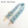 Close-up of ethnic geometric pattern nylon strap with adjustable gold metal buckles - Style 28