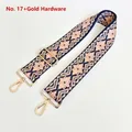 Close-up of ethnic geometric pattern guitar strap with gold lobster clasps and gold hardware - Size 17