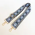 Ethnic geometric nylon bag strap with golden metal hardware and adjustable length - Size 19