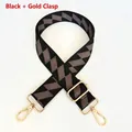 Correa de bolso ajustable negra con diseño geométrico y ganchos de metal dorado - Negro + Gancho Dorado