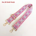 Close-up of geometric bohemian strap with golden metal lobster hooks and adjustable buckle - No. 30
