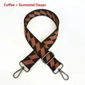 Detail of adjustable brown zigzag woven strap with gunmetal swivel snap hooks - Coffee + Gunmetal Hook