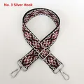 Detail of adjustable bohemian jacquard bag strap with silver metal hooks and geometric pattern - Leopard Style 3 with Silver Hook
