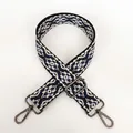Close-up of geometric jacquard shoulder strap with gunmetal swivel hooks for bags - No.4 + Gunmetal Hook