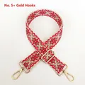 Ethnic style colorful jacquard canvas bag strap with gold metal hooks and buckle - No.5 + Gold Hook