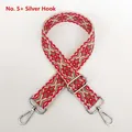 Detail of red and grey geometric pattern bag strap with silver metal lobster clasps - No.5 + Silver Hook