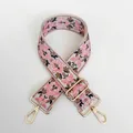 Detail view of ethnic embroidery pattern bag strap with gold metal hook and floral texture - No. 3 (No. 3 + Gold Hook)