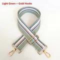 5cm wide adjustable light green striped replacement shoulder strap with gold hooks - Light Green + Gold Hook