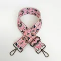 Detailed view of vintage floral jacquard woven shoulder strap with gunmetal metal hooks - No. 3 (No. 3 + Gunmetal Hook)